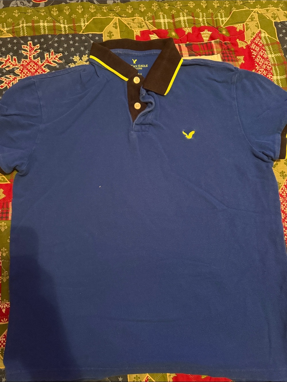 American Eagle Outfitters Royal Blue Polo with Yellow Accent